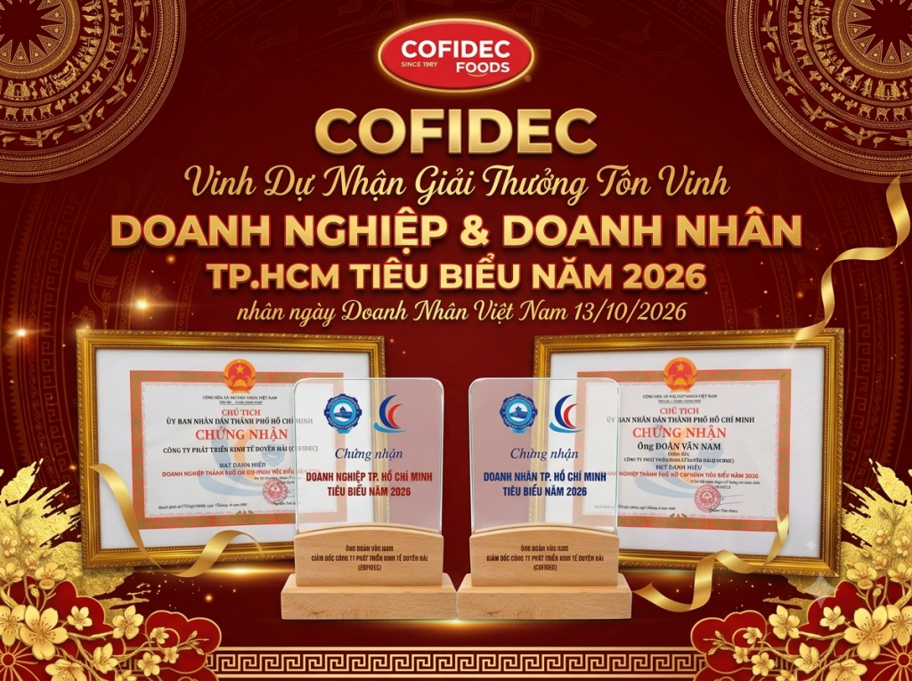 COFIDEC Vinh Dự Nhận Giải Thưởng Tôn Vinh Doanh Nghiệp & Doanh Nhân TP.HCM Tiêu Biểu Năm 2026